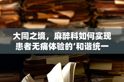 大同之境，麻醉科如何实现患者无痛体验的‘和谐统一’？